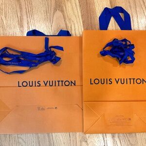 Louis Vuitton Shopping Tote Bag Orange Blue Logo
